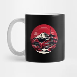 Mount Fuji in Crimson - Japanese Mug